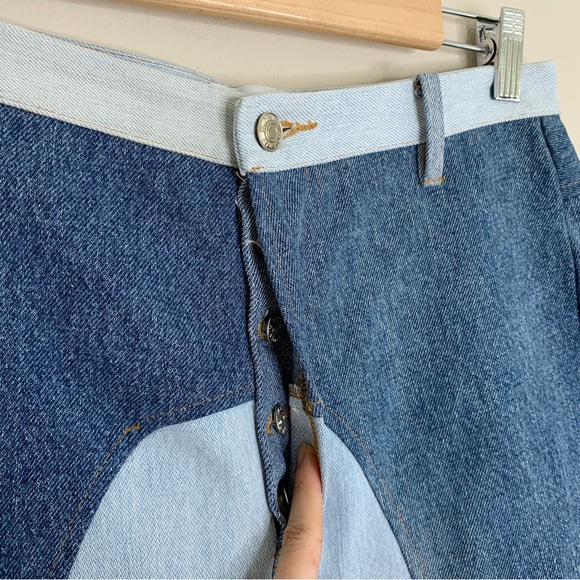 NEW EB Denim Kendall Riding Jeans (Sz L) Straight Leg Color Block Patchwork - Picture 6 of 16